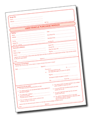 Used car purchase invoice pads A4